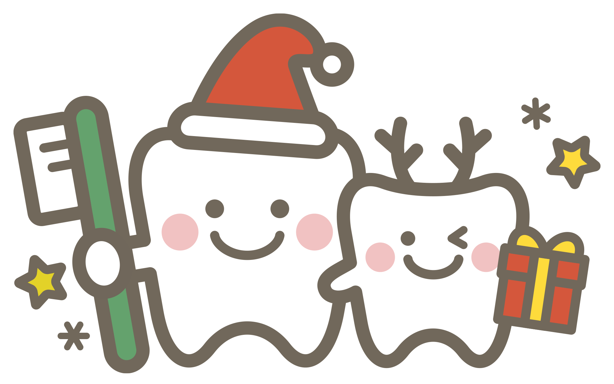 クリスマスと歯のイラスト